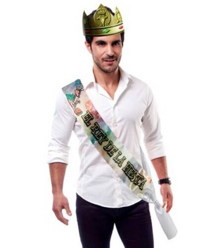 FAIXA E COROA “O REI DA FESTA” EM ESPANHOL