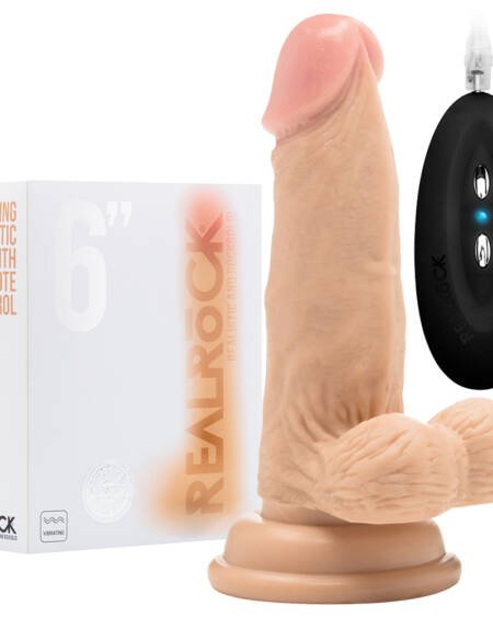 VIBRADOR REALÍSTICO COM TESTÍCULOS REALROCK 6” BRANCO
