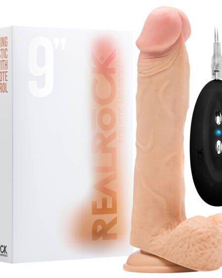 VIBRADOR REALÍSTICO COM TESTÍCULOS REALROCK 9” BRANCO