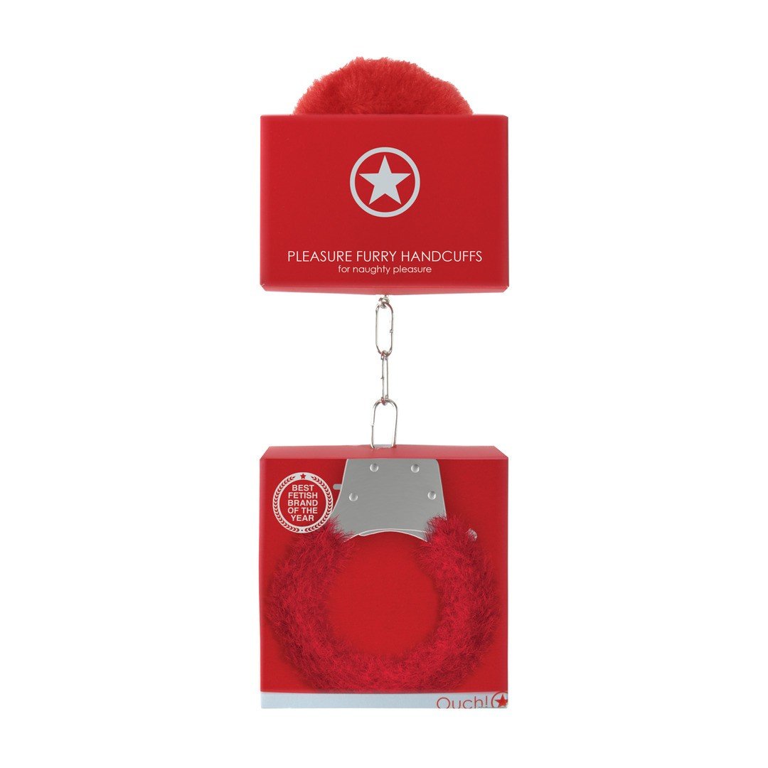 ALGEMAS COM PELUCHE PLEASURE FURRY HANDCUFFS VERMELHAS