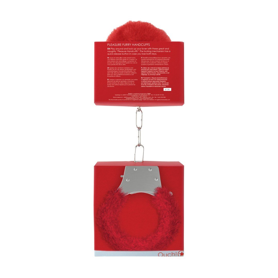 ALGEMAS COM PELUCHE PLEASURE FURRY HANDCUFFS VERMELHAS - Image 3