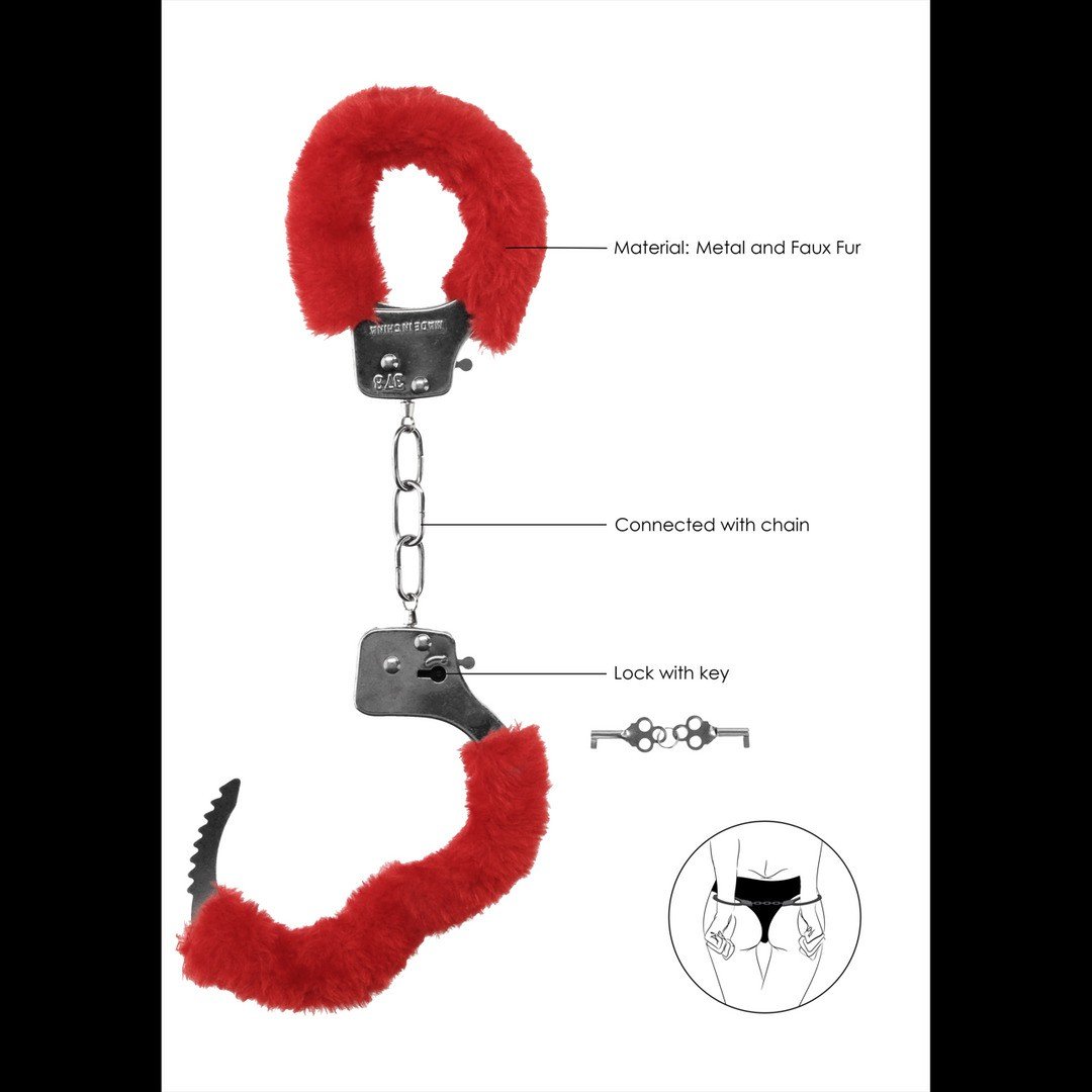 ALGEMAS COM PELUCHE PLEASURE FURRY HANDCUFFS VERMELHAS - Image 6