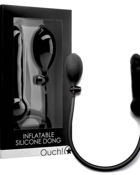 DILDO INSUFLÁVEL DONG DE SILICONE OUCH! PRETO