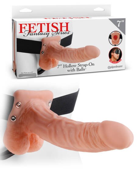 STRAP-ON OCO COM TESTÍCULOS 7" FETISH FANTASY SERIES BRANCO