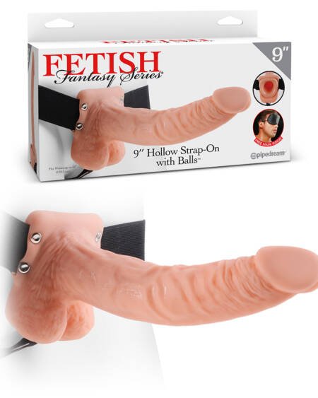STRAP-ON OCO COM TESTÍCULOS 9" FETISH FANTASY SERIES BRANCO