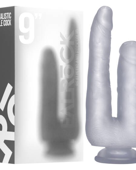 DILDO DUPLO REALÍSTICO REALROCK 9” TRANSPARENTE