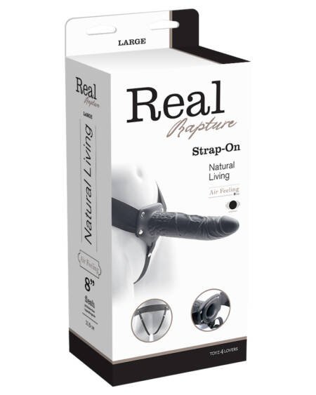 STRAP-ON OCO COM VIBRAÇÃO REAL RAPTURE AIR FEELING 8" PRETO