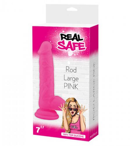 DILDO EM SILICONE REAL SAFE ROD LARGE ROSA