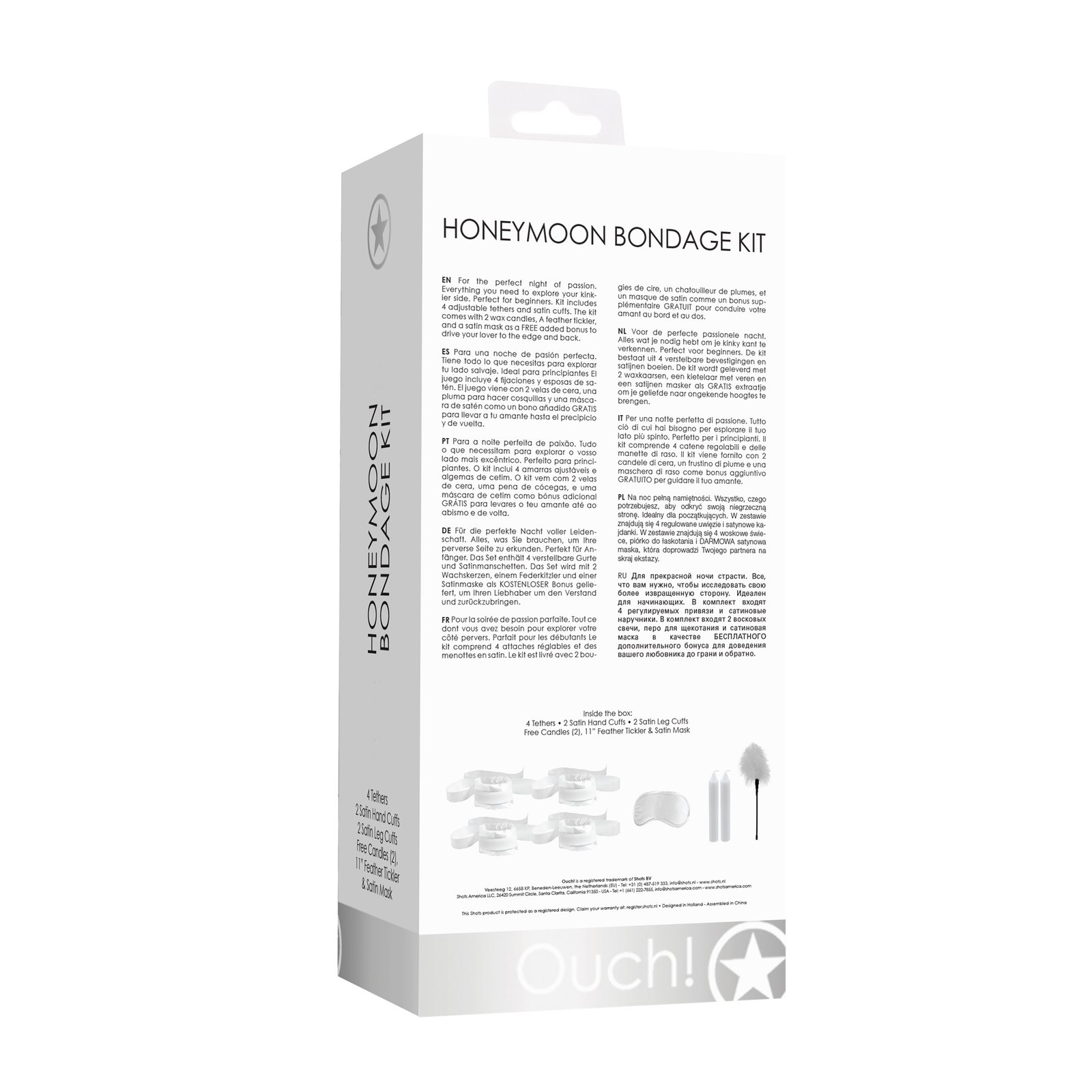 KIT DE RESTRIÇÃO HONEYMOON BONDAGE KIT OUCH! BRANCO - Image 4