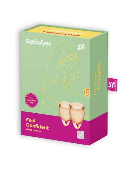 CONJUNTO DE 2 COPOS MENSTRUAIS FEEL CONFIDENT SATISFYER LARANJA