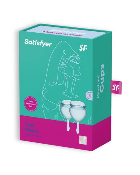 CONJUNTO DE 2 COPOS MENSTRUAIS FEEL GOOD SATISFYER AZUL CLARO