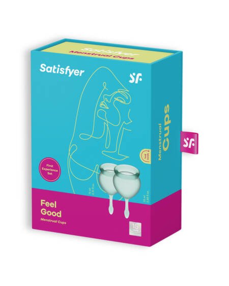 CONJUNTO DE 2 COPOS MENSTRUAIS FEEL GOOD SATISFYER VERDE CLARO