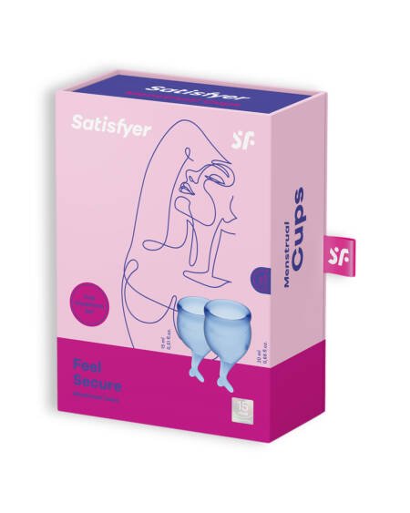 CONJUNTO DE 2 COPOS MENSTRUAIS FEEL SECURE SATISFYER AZUL ESCURO