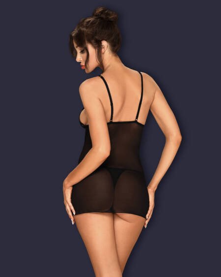 CAMISA DE NOITE E TANGA LUCITA OBSESSIVE PRETA