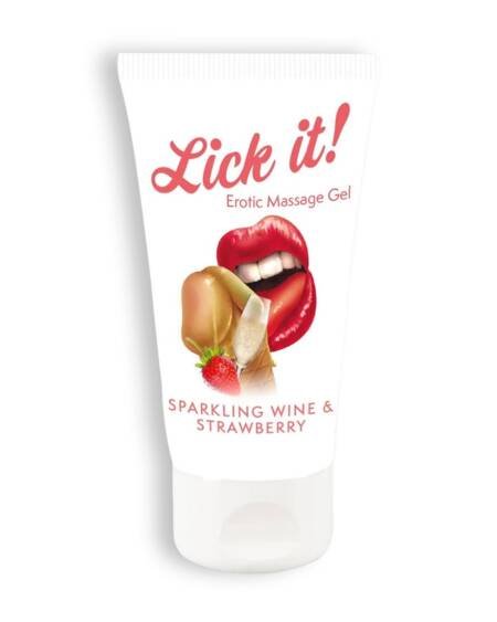 LUBRIFICANTE BEIJÁVEL LICK-IT MORANGO E CHAMPANHE 50ML