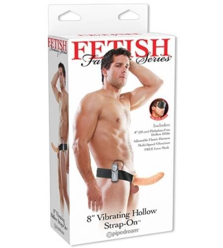 STRAP-ON OCO COM VIBRAÇÃO 8'' VIBRATING HOLLOW FETISH FANTASY SERIES BRANCO