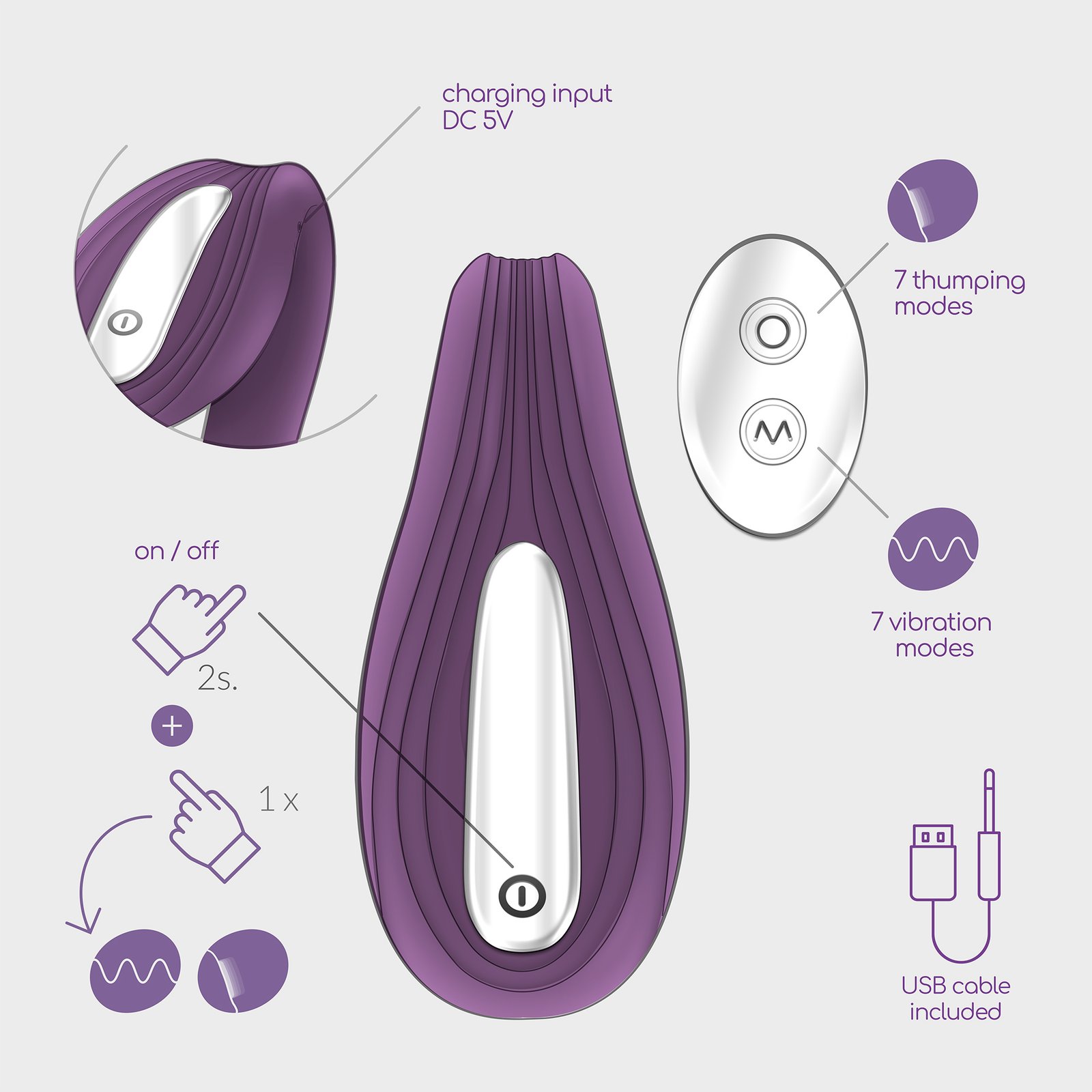 VIBRADOR RECARREGÁVEL COM COMANDO PLEASURISER E OFERTA DE LUBRIFICANTE À BASE DE ÁGUA CRUSHIOUS - Image 3