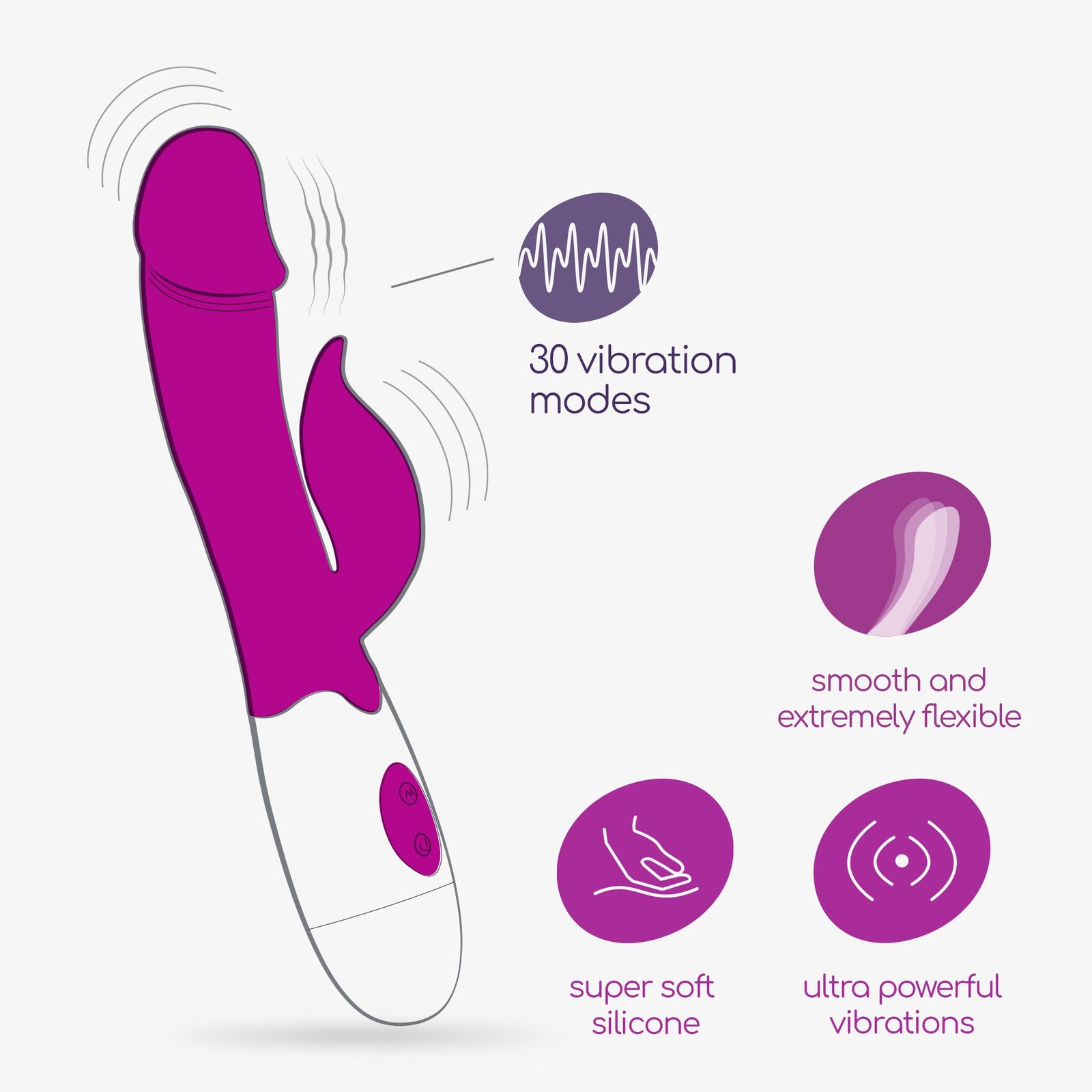 VIBRADOR COM ESTIMULADOR DE CLITÓRIS MOCHI ROXO E LUBRIFICANTE À BASE DE ÁGUA INCLUÍDO CRUSHIOUS - Image 5
